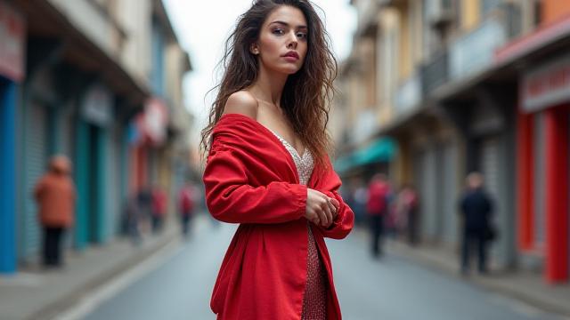 Sesión de moda con modelo en exteriores
