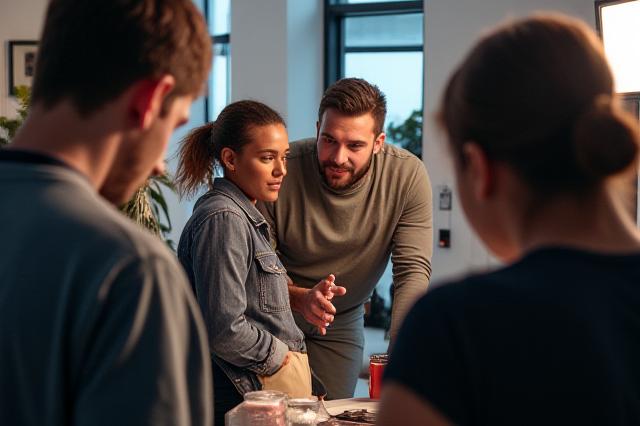 Miembros del equipo de Marula Studio colaborando en un estudio creativo
