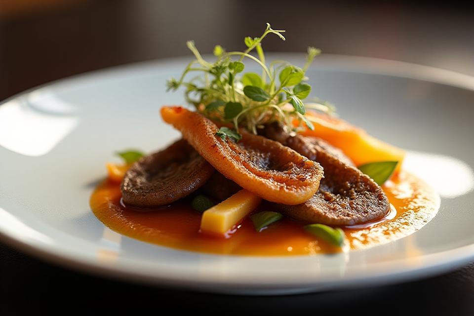 Plato gourmet de alta cocina, exquisita presentación.